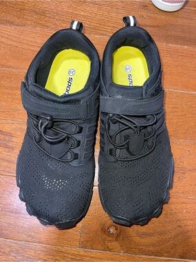 Black Athletic Sneakers with Neon Yellow Insole - Unbranded